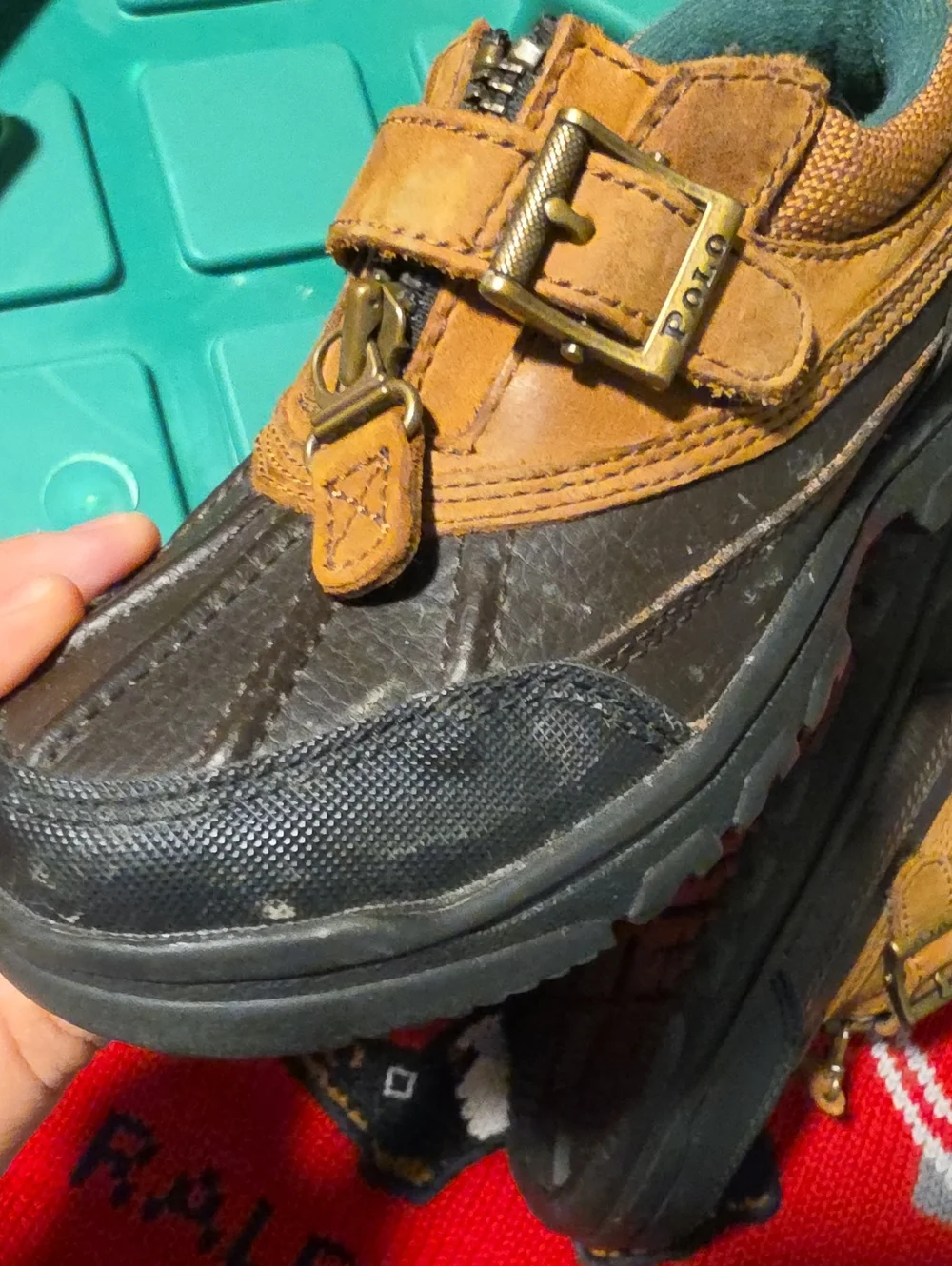 Vintage Polo Ralph Lauren Brown Duck Boots Zipper With Strap Slip On